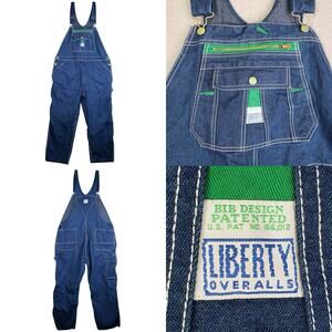 Vintage Liberty Overalls Men's 46x30 Blue Denim Overall Bibs Workwear Cotton